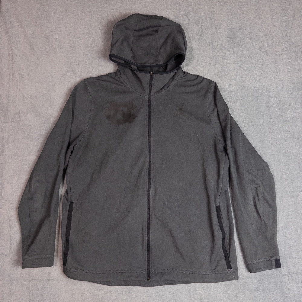 Jordan Hoodie Men XXL Grey UNC Tar Heels Dri-FIT Full Zip Jacket